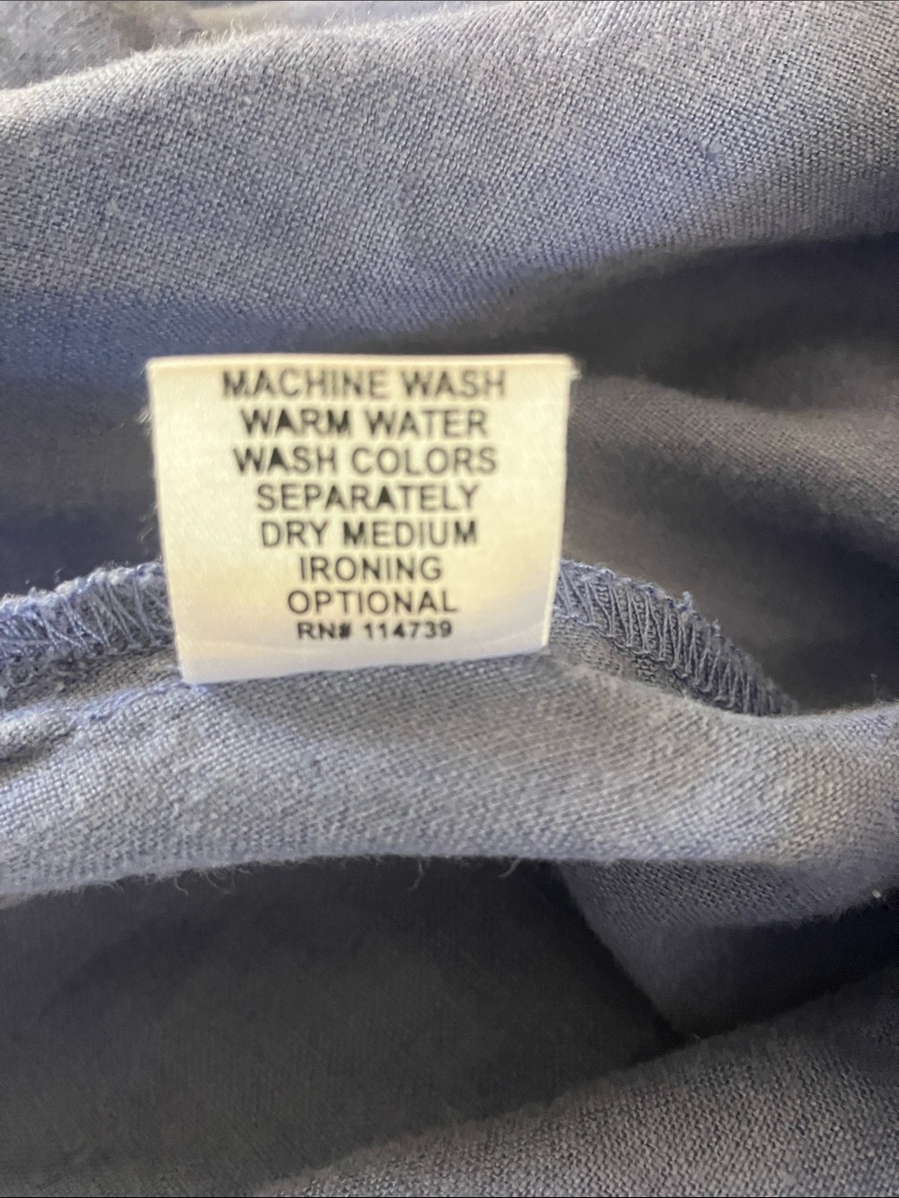 FLAX Vintage Blue Linen Flowy V-Neck Top w/ White Daisy Customization Size M - Picture 11 of 11